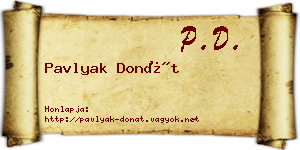 Pavlyak Donát névjegykártya